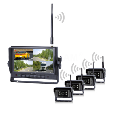 7 inch HD 2.4GHz Digital Wireless Vehicle Quad-view Monitor System