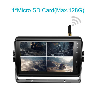 10.1-inch HD quad-view wireless vehicle monitoring and video-recording display