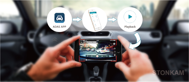 1080P ADAS高级车载驾驶辅助系统 - Wi-Fi热点回放视频，无流量损耗