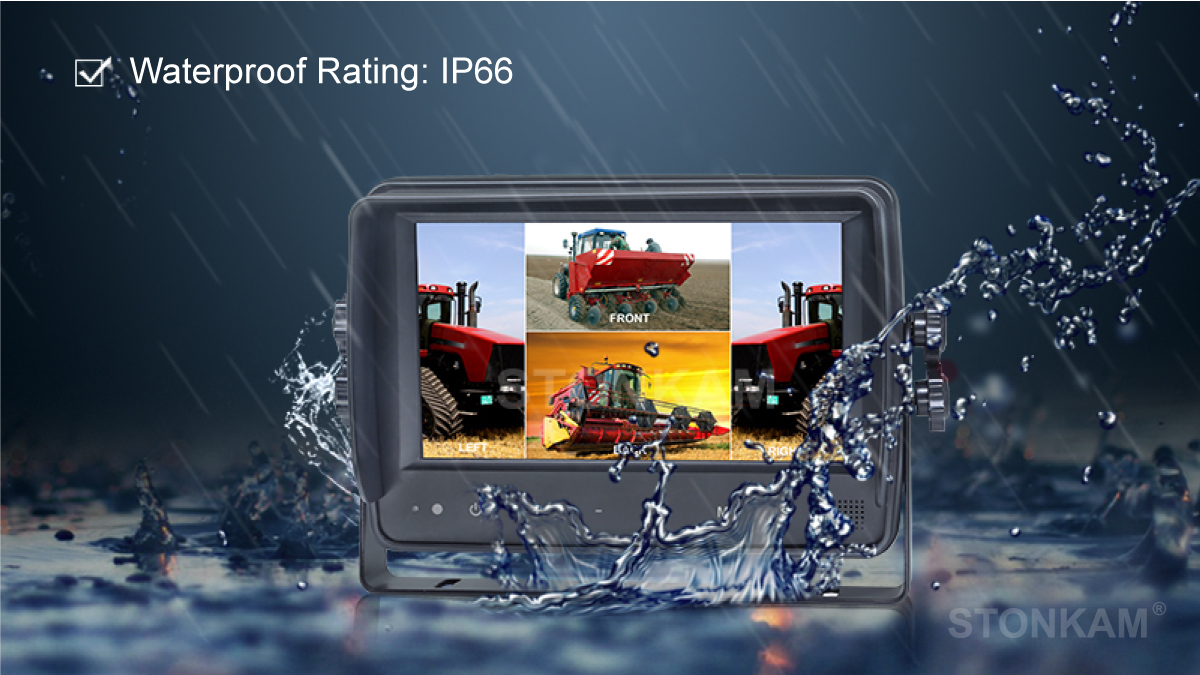 Waterproof HD Quad-view Vehicle Monitor